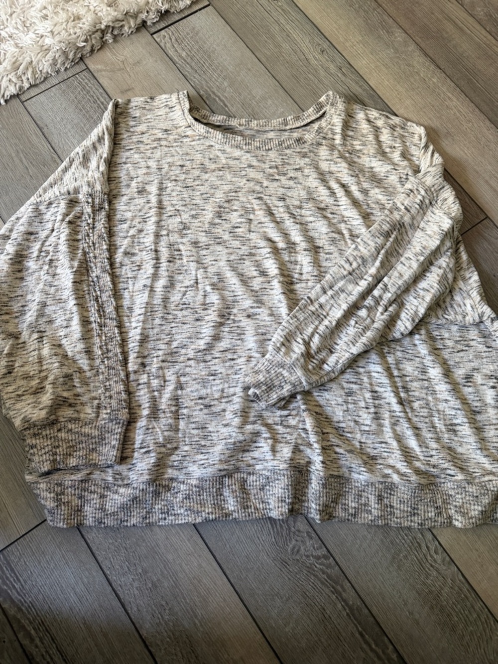 torrid Heathered Cream and Gray Scoop Neck Sweater